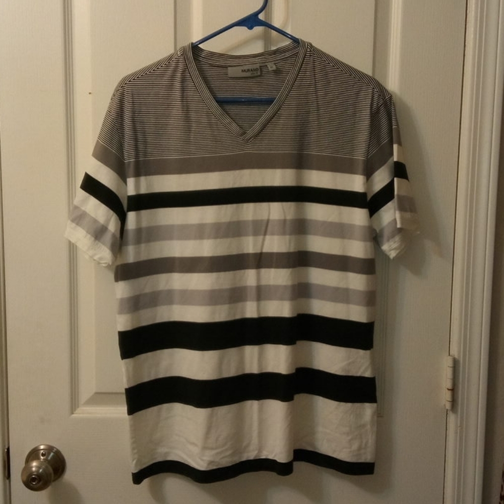Liquid Luxury Slim-Fit Stripe Short-Sleeve V-Neck